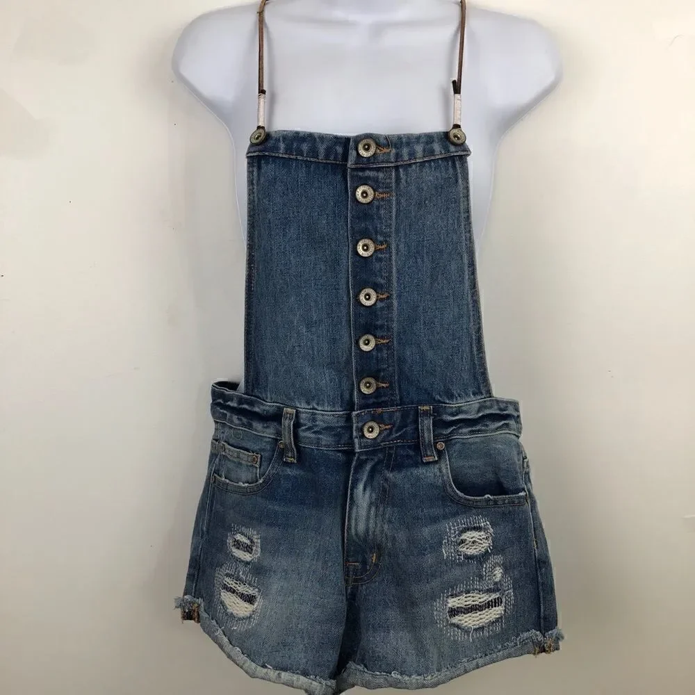 Forever 21 Distressed Size 24 Jean Short Bibs!